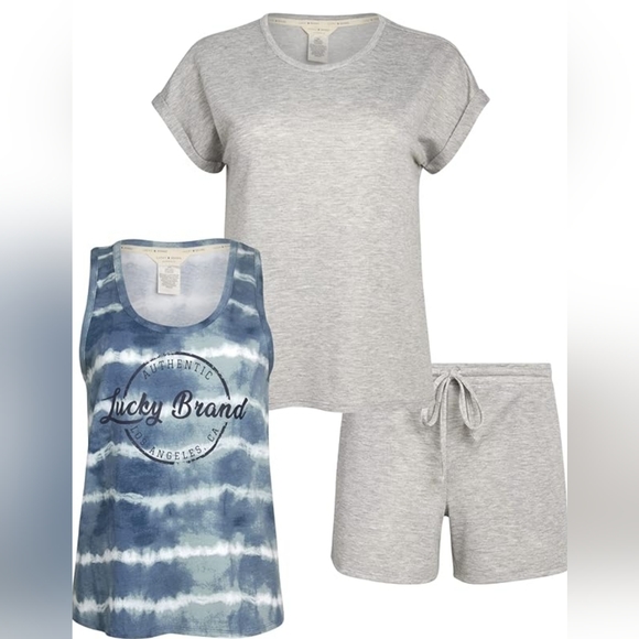 Lucky Brand 3 Piece Tee, Tank And Short Pajama Set - Picture 8 of 10